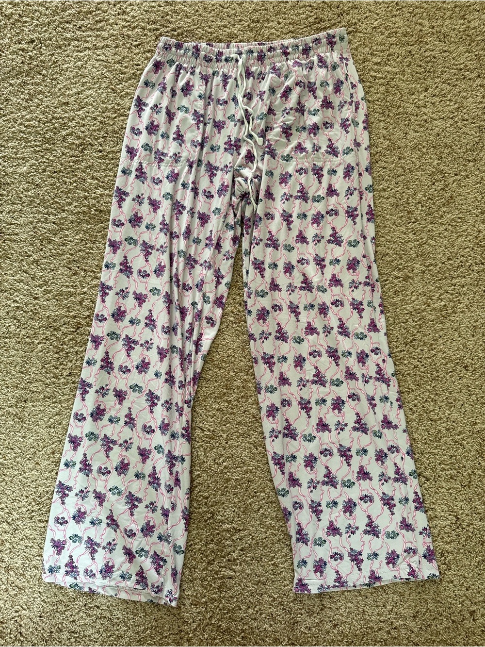 Vera Bradley African Violets Pajama Lounge Pants Women’s Large Floral Drawstring